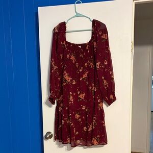 Maurices Maroon Floral smocked dress
